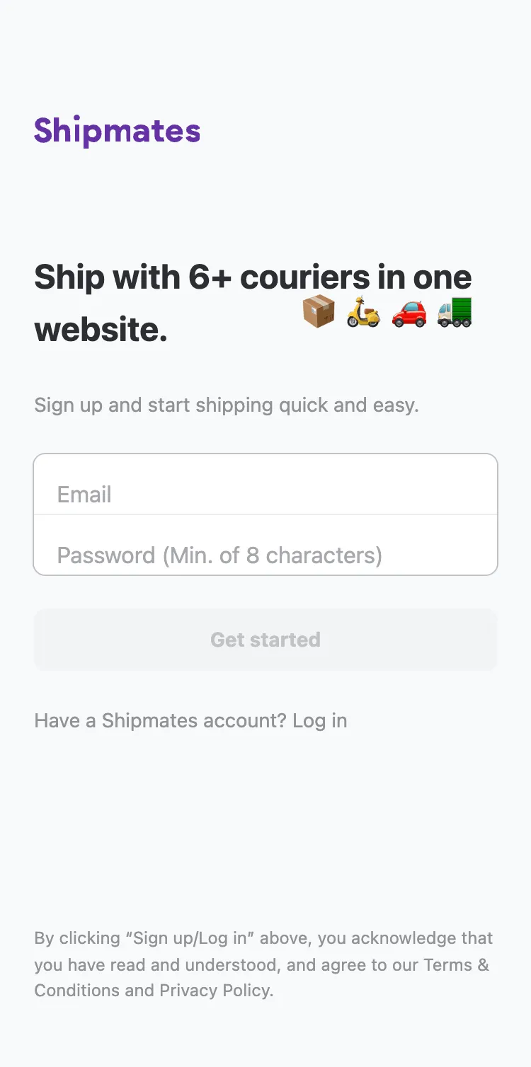 Sign-up — email and password