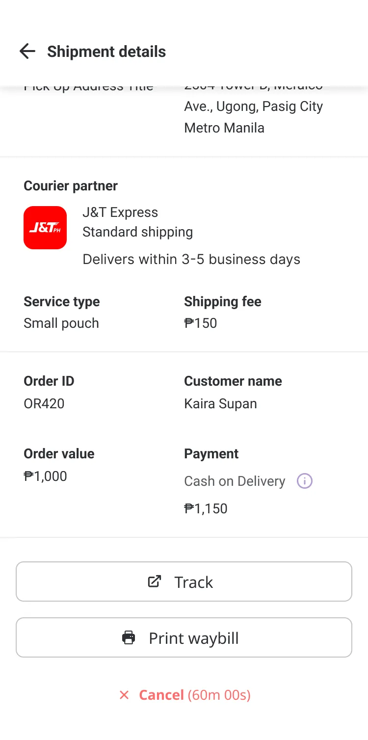 Shipmates shipment details